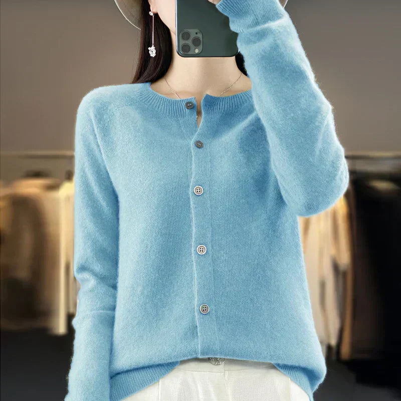 Womens Wool Cardigan Sweater Soft Open Front