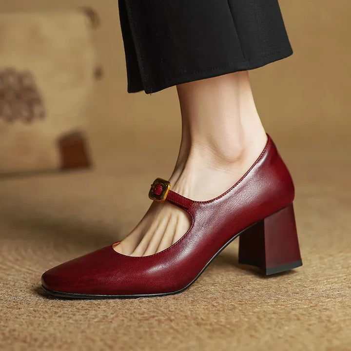 Womens Genuine Leather Heels Classic Fit