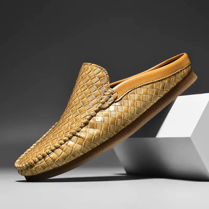 Mens Leather Slides Comfortable Slip-On - BritishMode