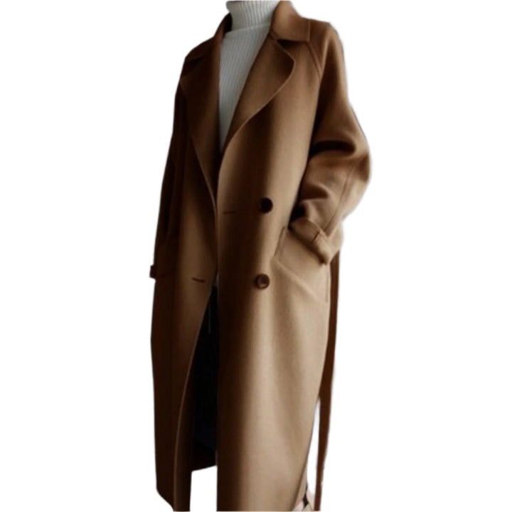 Womens Fitted Trench Coat Wool Blend Winter Outerwear - BritishMode