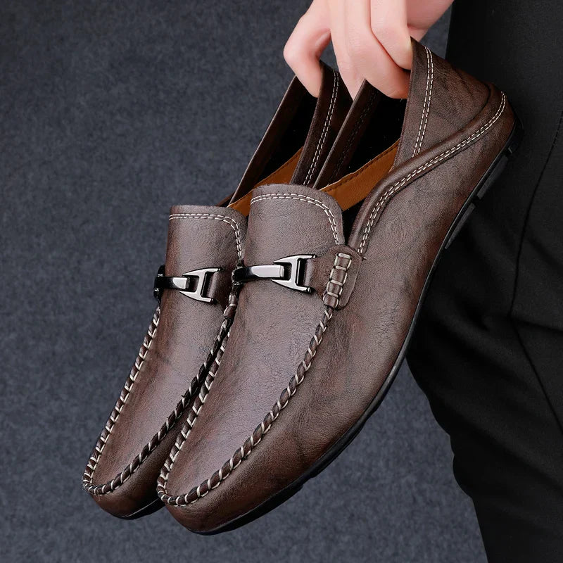 Mens Loafers Genuine Leather Slip-On