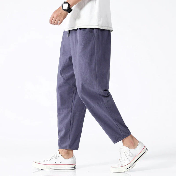 Mens Casual Pants with Elastic Waistband Comfortable Fit - BritishMode