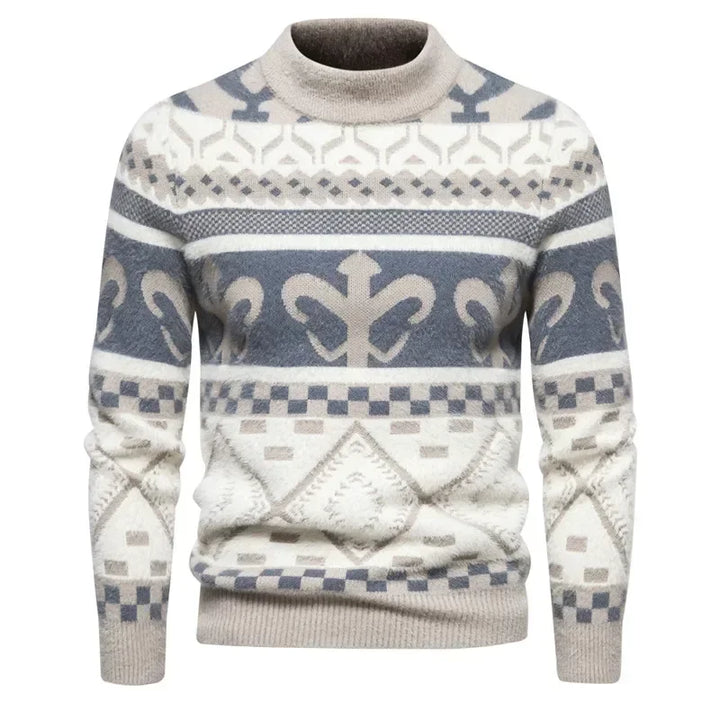 Mens Faux Fur Crew Neck Sweater