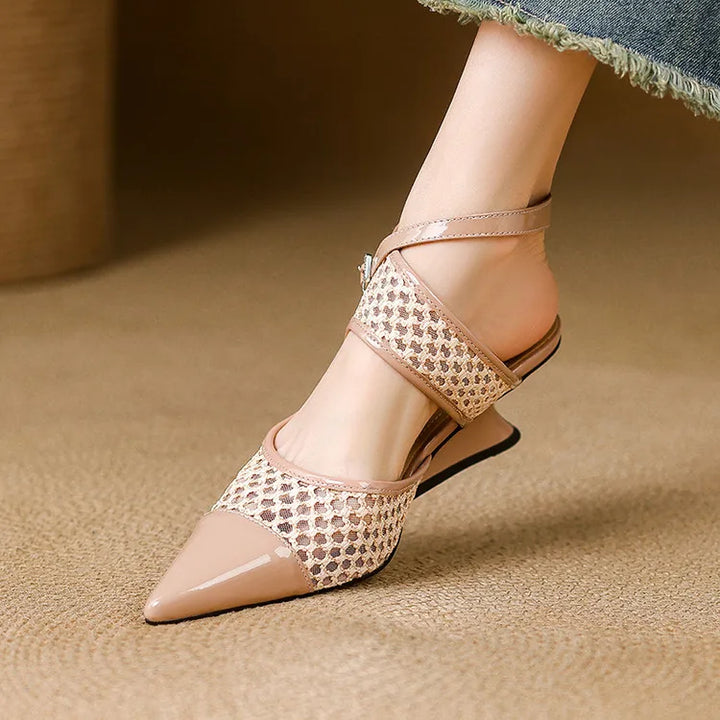 Womens Slingback Shoes Genuine Leather Velour