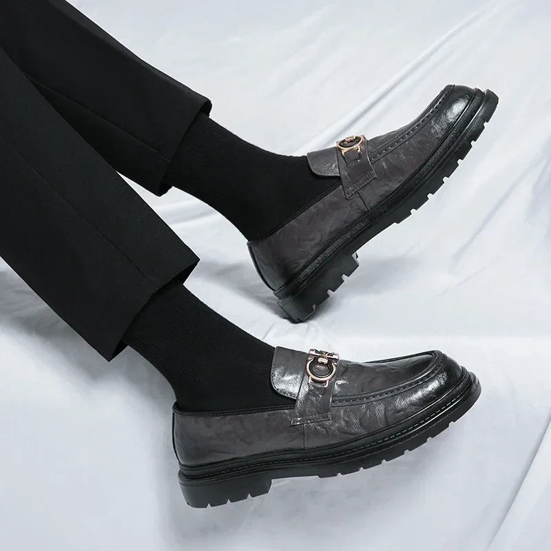 Mens Leather Loafers Slip-On Classic Fit