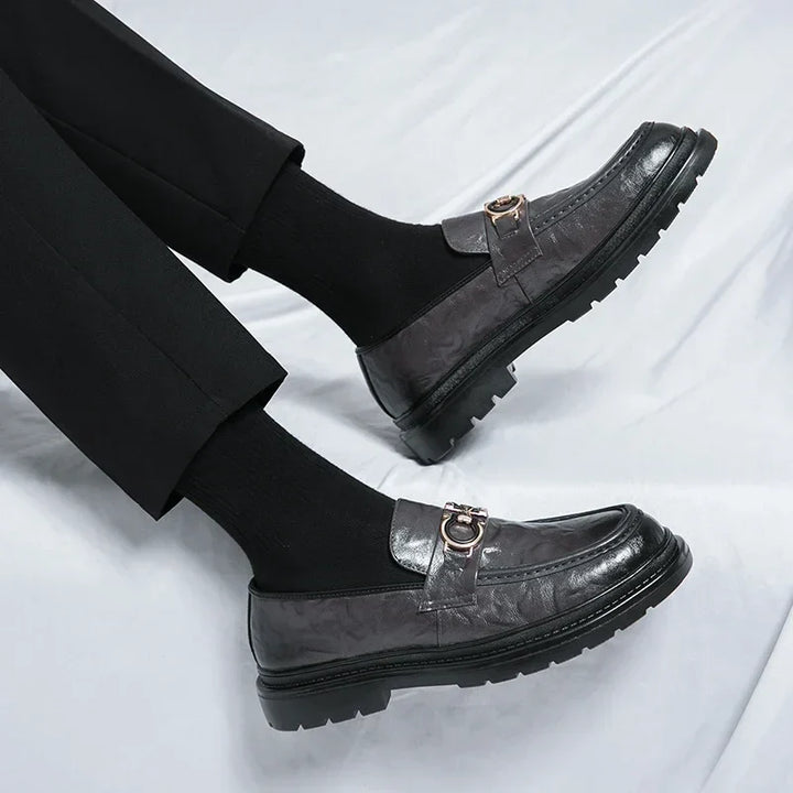 Mens Leather Loafers Slip-On Classic Fit