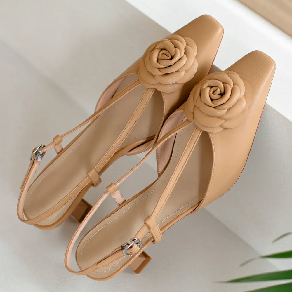 Womens Genuine Leather Slingback Shoes