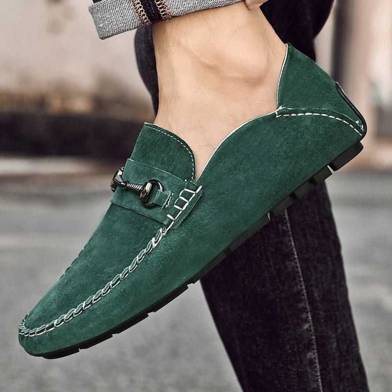 Mens Loafers Genuine Suede Slip-On