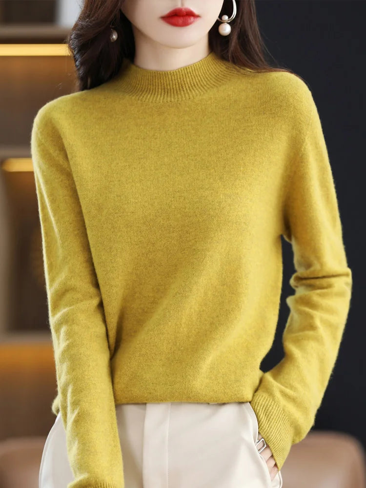 Womens Merino Wool Sweater Soft Fitted
