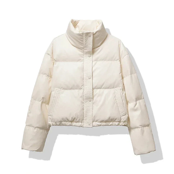 Womens Puffer Coat Shiny Lightweight Short Fit