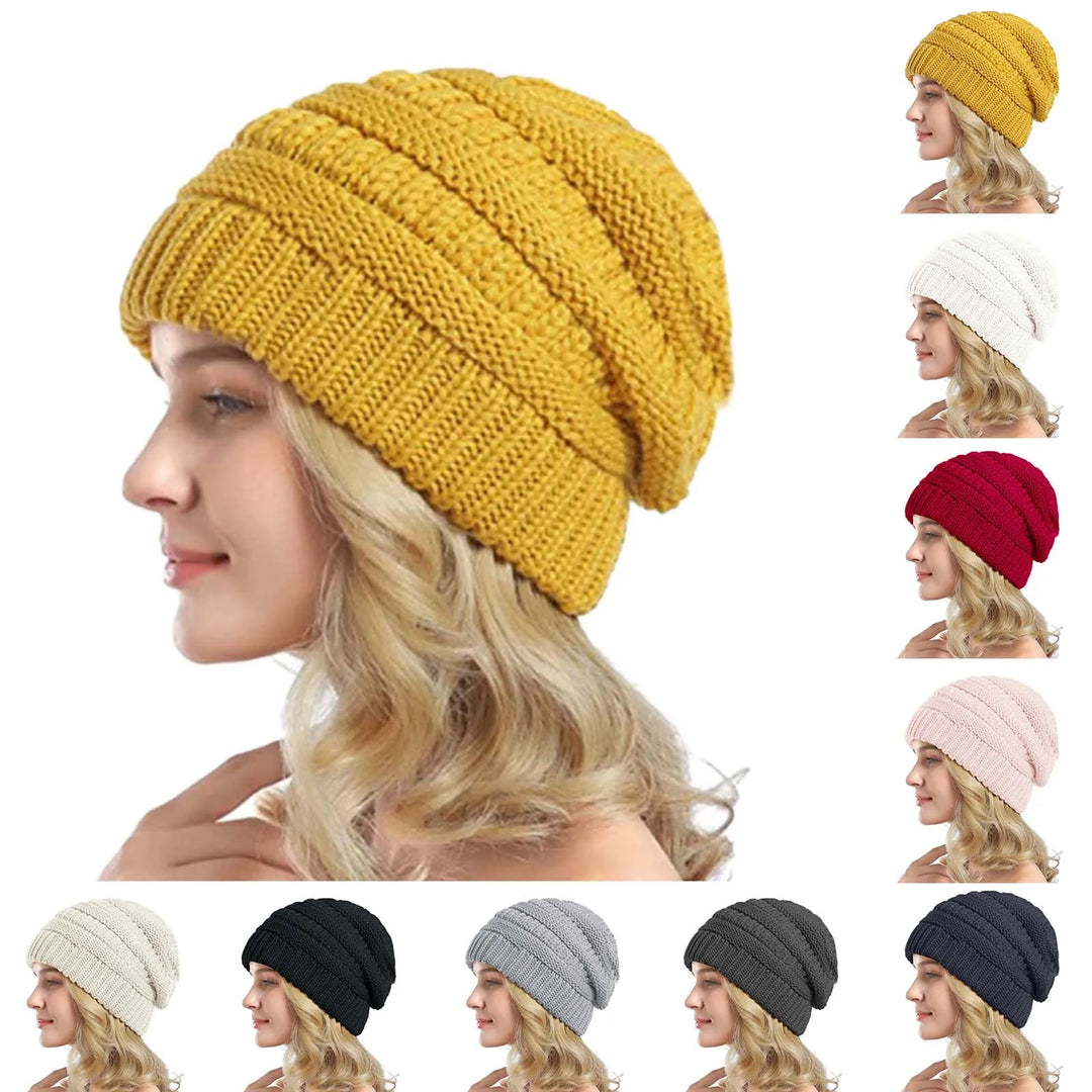 Unisex Cable Knit Hat Thick Warm Fit
