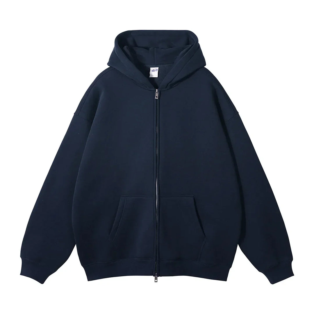 Unisex Fleece Zip-Up Hoodie Thick Warm