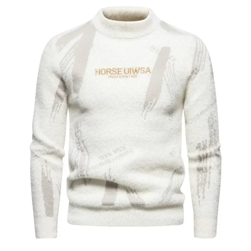 Mens Faux Fur Crew Neck Sweater