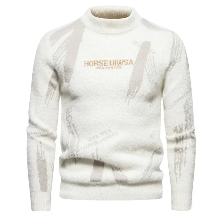 Mens Faux Fur Crew Neck Sweater