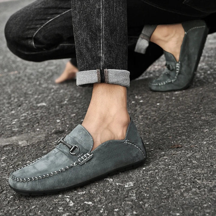 Mens Loafers Genuine Suede Slip-On
