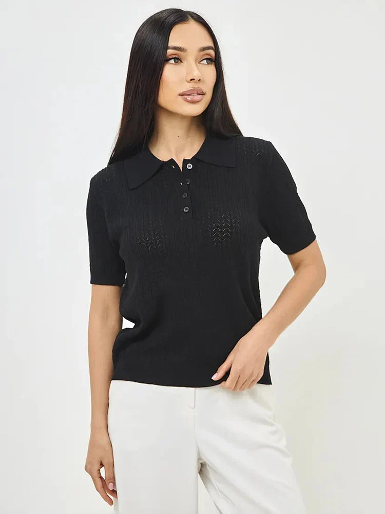 Mens Knit Polo Shirt Relaxed Fit Casual