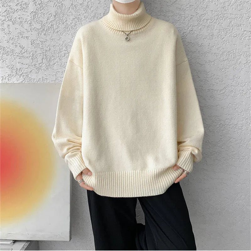 Mens Turtleneck Sweater Knit Cozy Fit