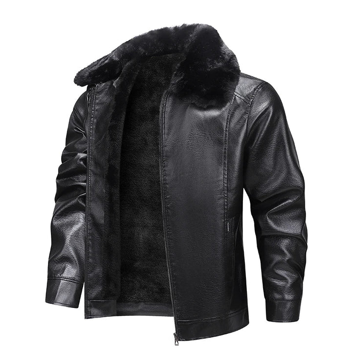 Mens Leather Motorcycle Jacket Warm