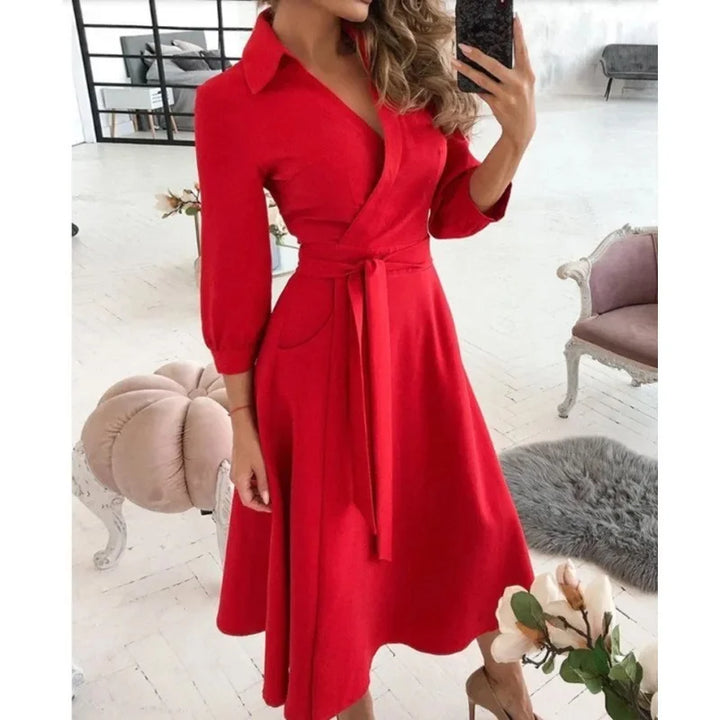 Womens Wrap Dress Long Sleeve Elegant Style
