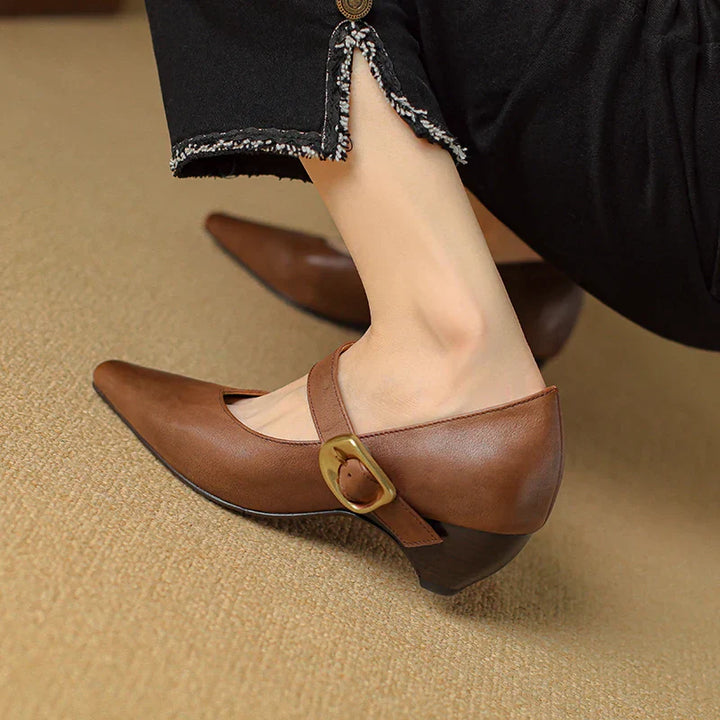 Womens Genuine Leather Heels Classic Fit