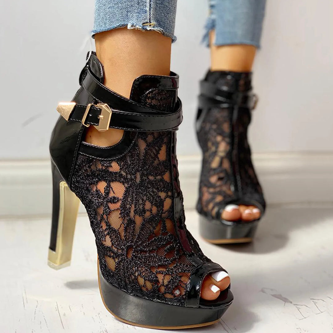Womens Lace Heels Elegant Design