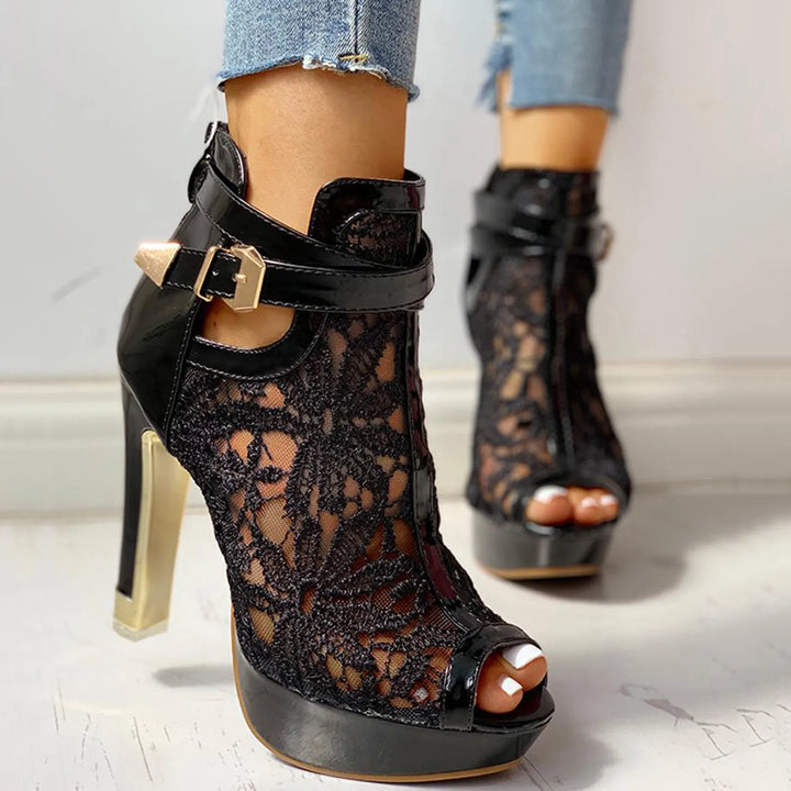 Womens Lace Heels Elegant Design