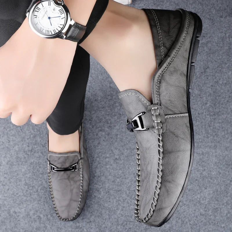 Mens Loafers Genuine Leather Slip-On