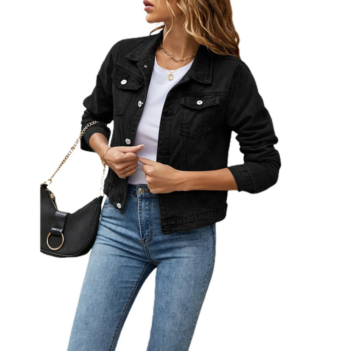 Womens Denim Jacket Fitted Short Sleeve