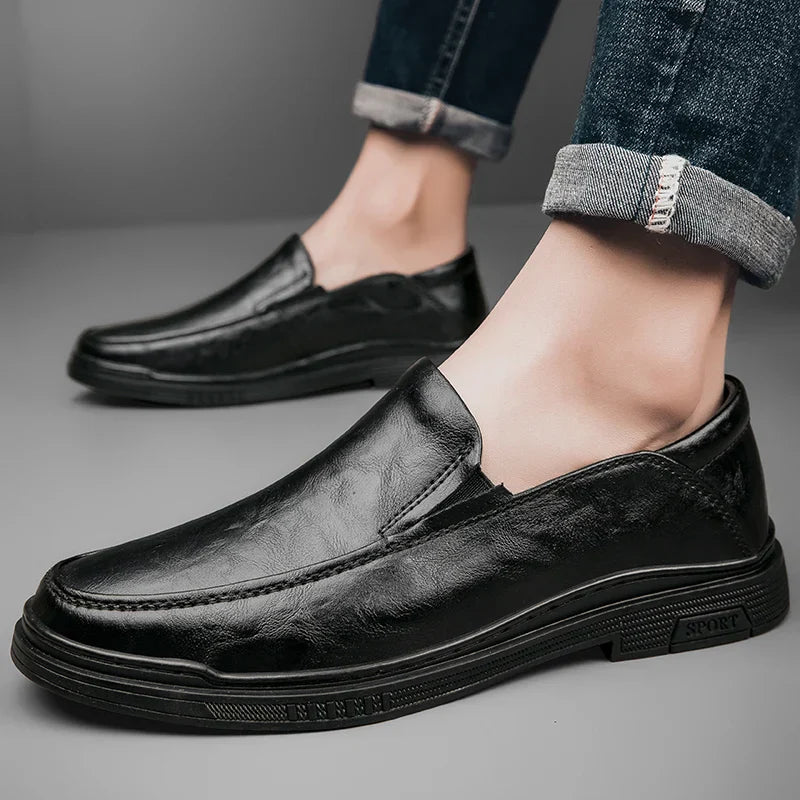 Mens Loafers Genuine Leather Slip-On