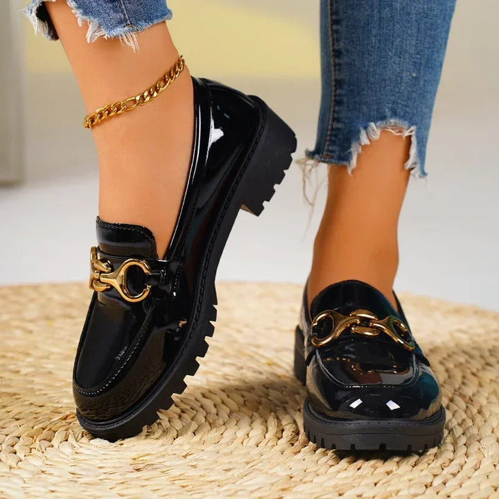 Womens Leather Loafers Slip-On Comfortable Fit
