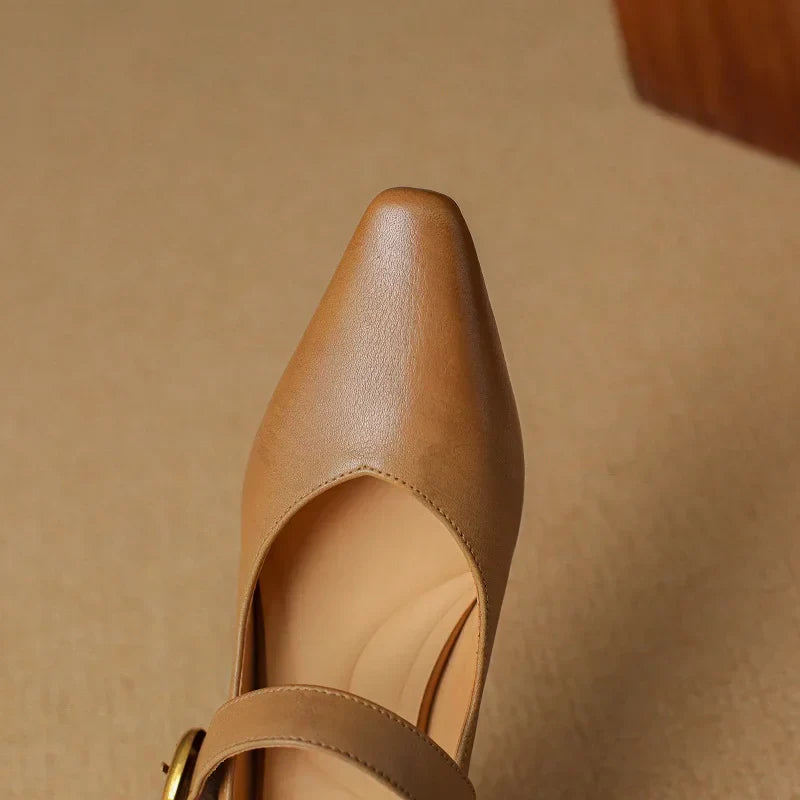Womens Genuine Leather Heels Classic Fit