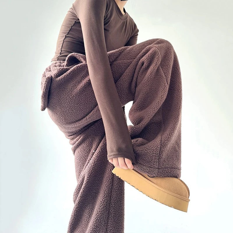 Womens Wide-Leg Sweatpants Drawstring Waist Casual Fit