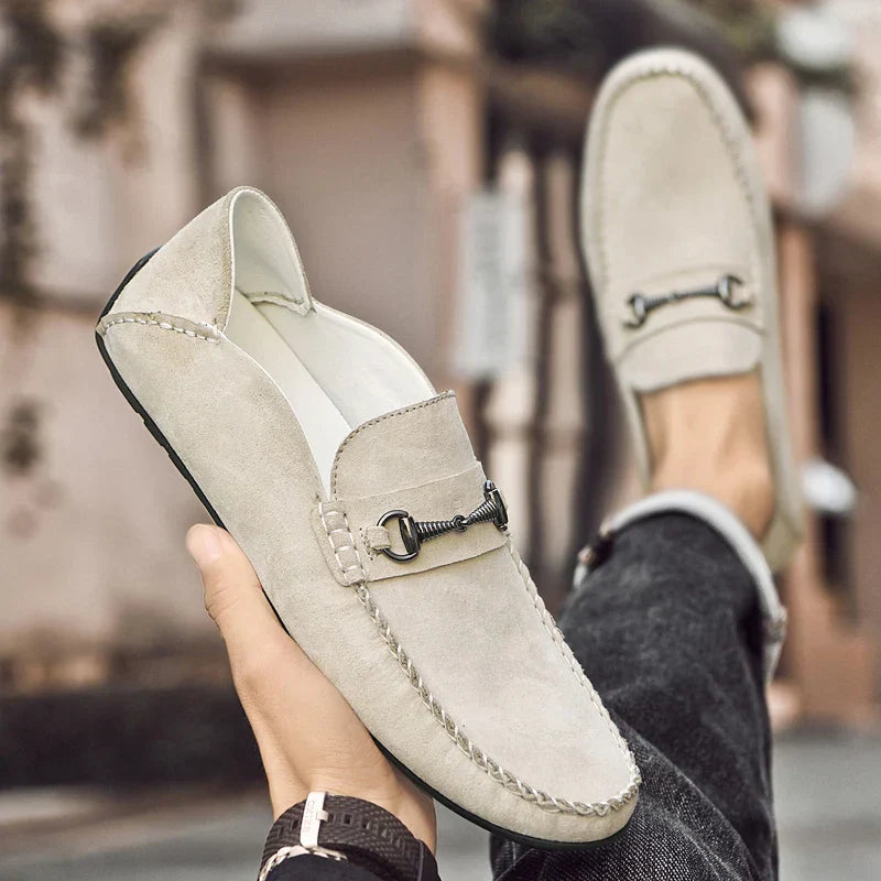 Mens Loafers Genuine Suede Slip-On