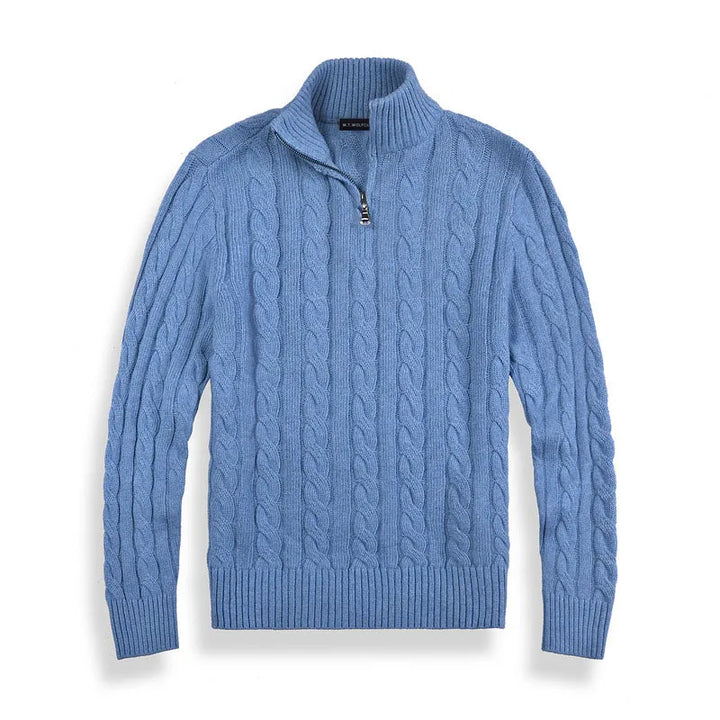 Mens Cable Knit Sweater Quarter Zip Pullover
