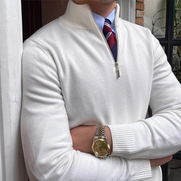 Mens Quarter Zip Knit Sweater Refined Fit
