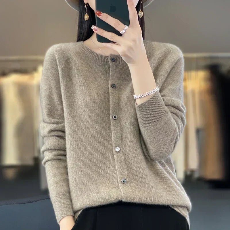 Womens Wool Cardigan Sweater Soft Open Front