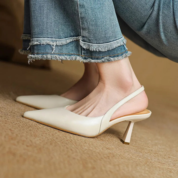 Womens Slingback Shoes Genuine Leather