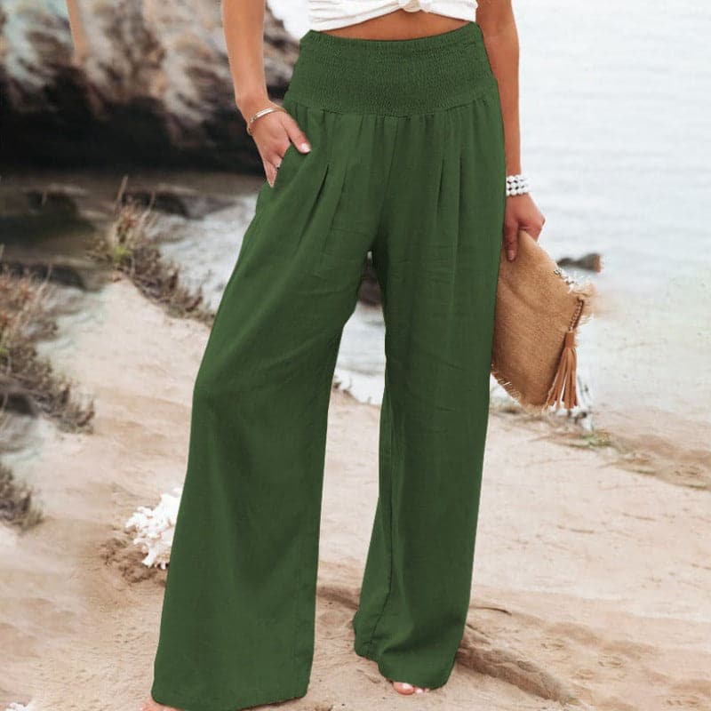 Womens Wide Leg Trousers Comfortable Relaxed Fit