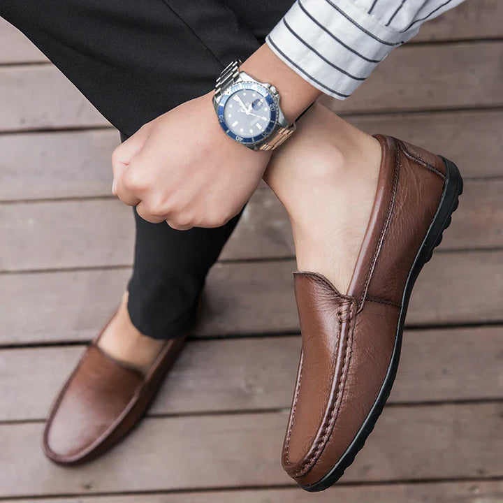 Mens Loafers Genuine Leather Slip-On