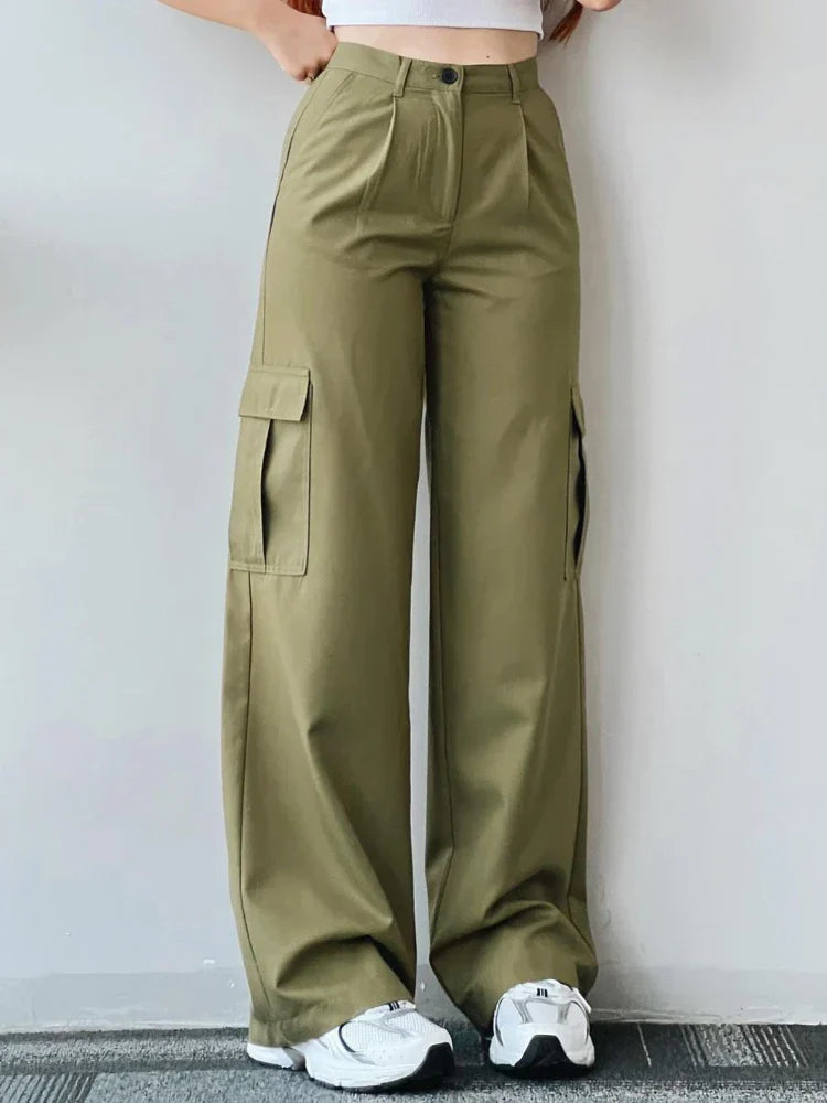 Mens Cargo Jogger Pants Wide Leg Retro Style