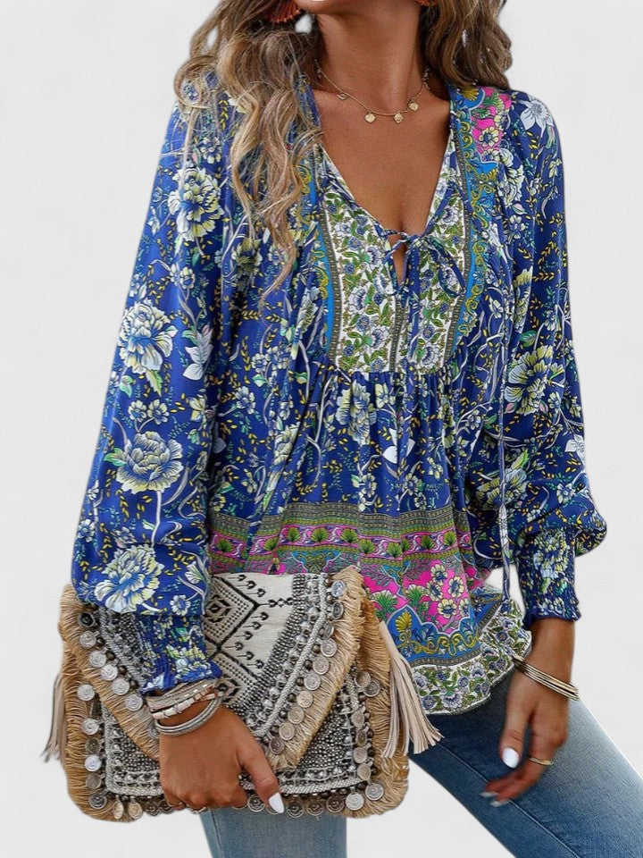 Womens Peasant Blouse Lightweight Long Sleeve Relaxed Fit