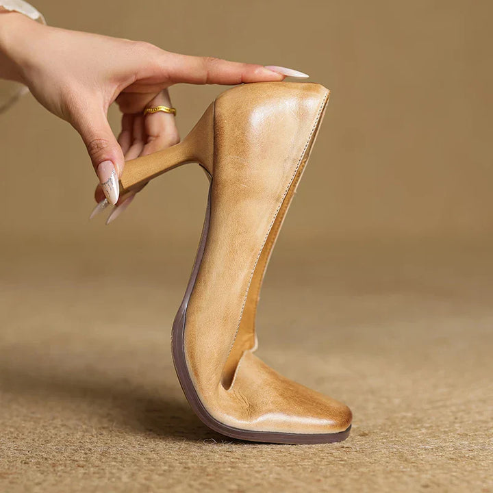 Womens Genuine Leather Heels Classic Fit