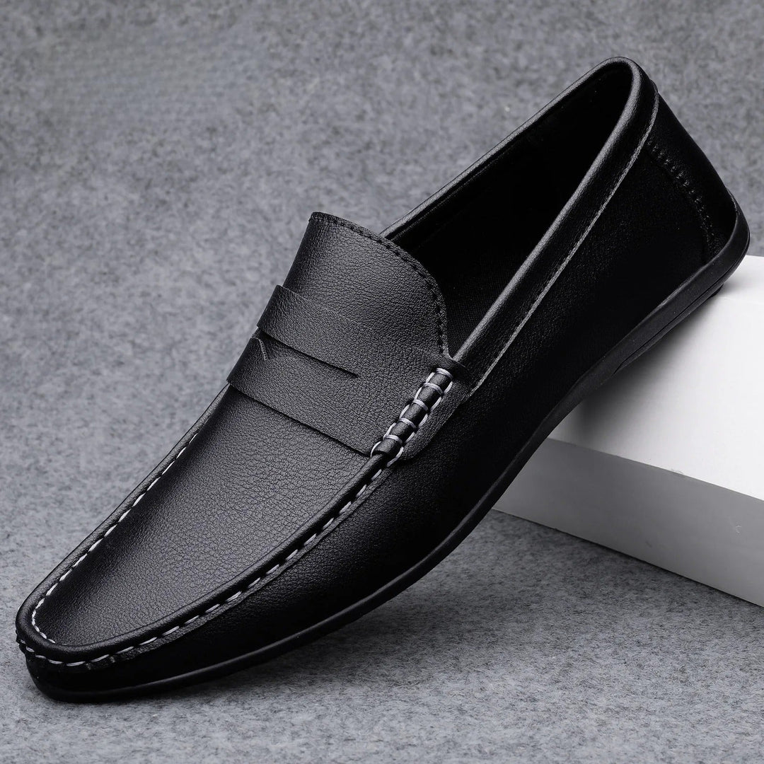 Mens Penny Loafers Leather Slip-On - BritishMode