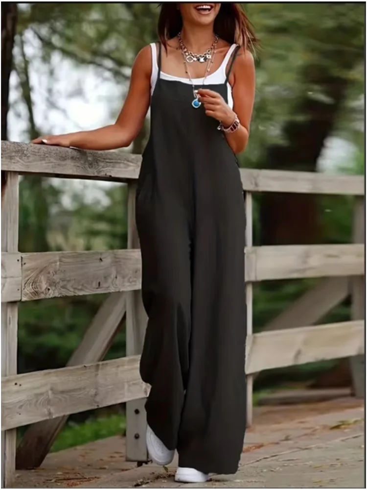 Womens Summer Romper Cotton Comfortable Relaxed Fit with Pockets