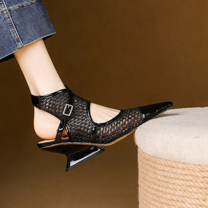 Womens Slingback Shoes Genuine Leather Velour