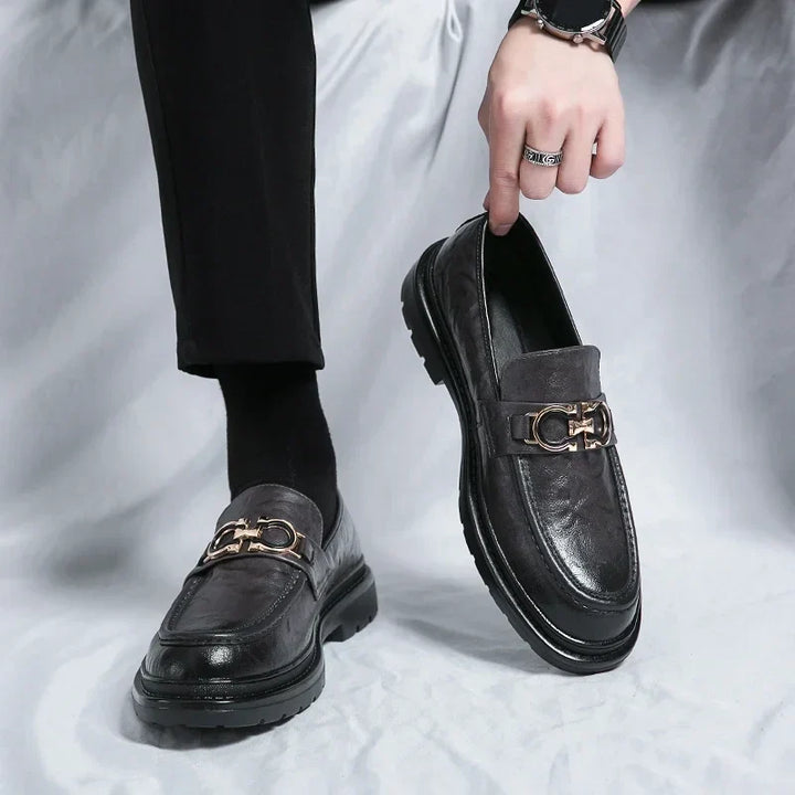 Mens Leather Loafers Slip-On Classic Fit