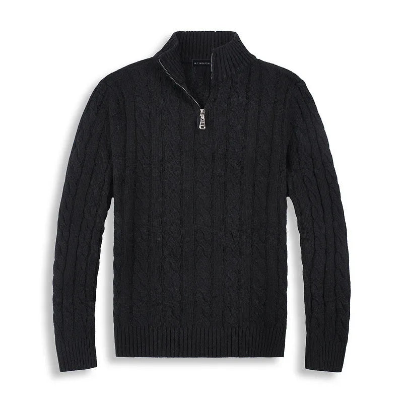 Mens Half Zip Sweater Wool Blend Regular Fit