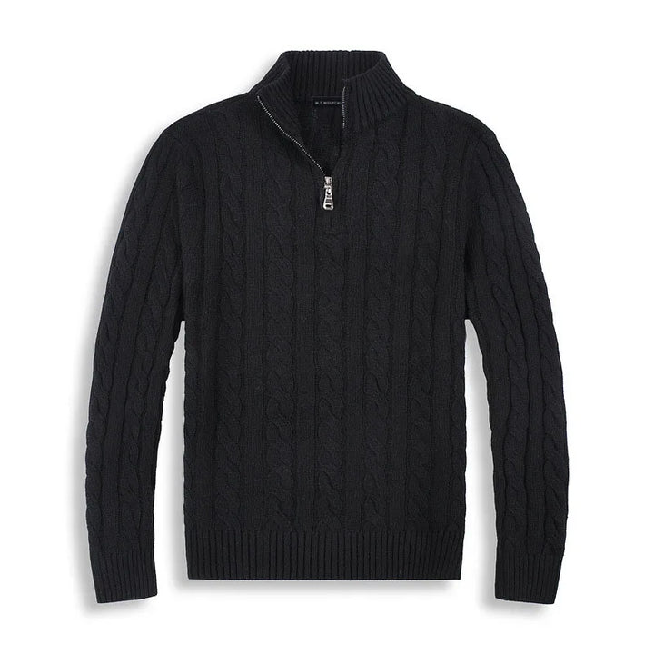 Mens Half Zip Sweater Wool Blend Regular Fit