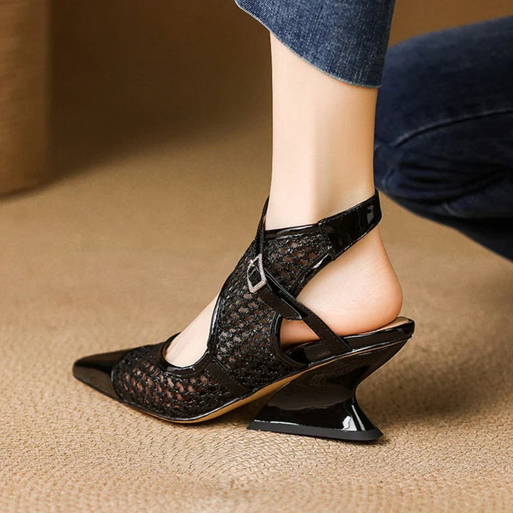 Womens Slingback Shoes Genuine Leather Velour