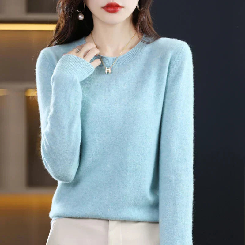 Womens Merino Wool Crew Neck Soft Sweater